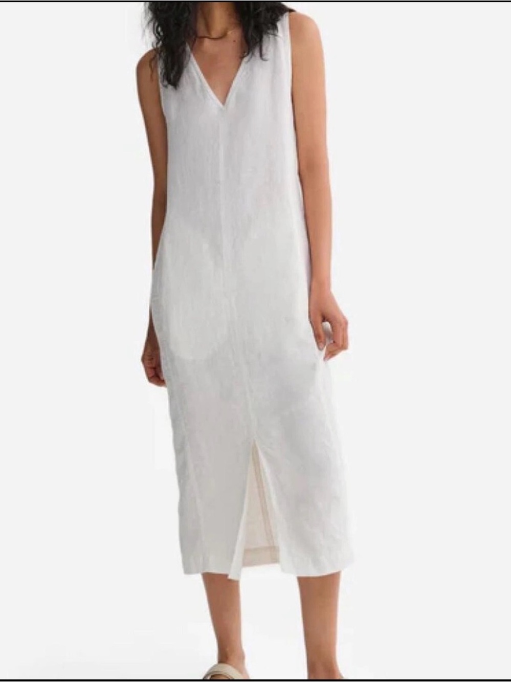MATE the Label Cream linen V-Neck Midi Dress